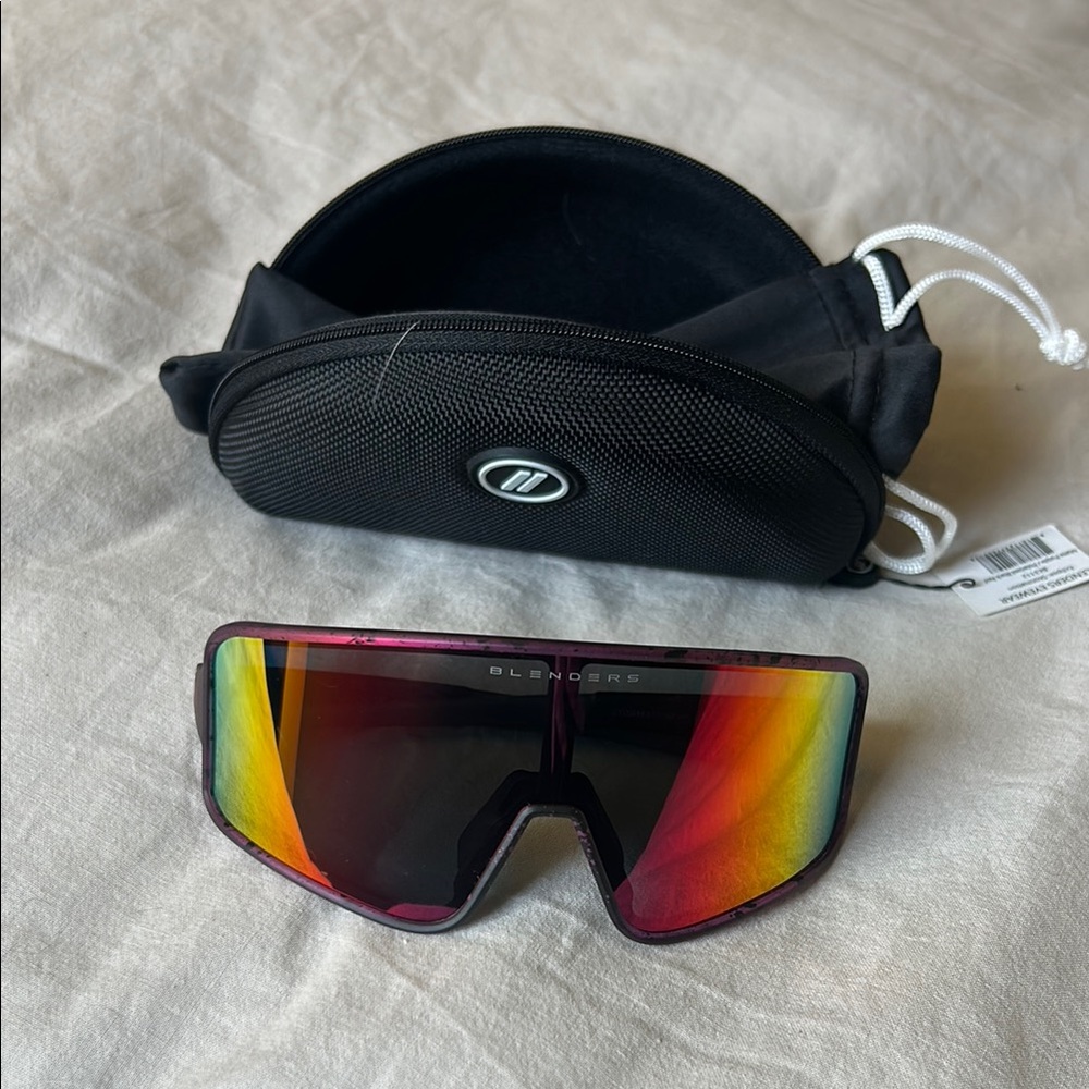 Purple Shield Sunglasses with Mirrored Lens